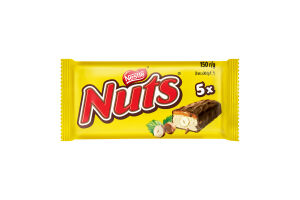 Батончик з какао, начинкою з карамеллю та цілими лісовими горіхами Nuts м/у 5х30г