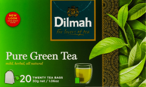 Чай зелений цейлонський байховий дрібний Pure green Dilmah в/с к/у 20х1.5г