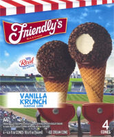 Friendly's Ice Cream Cone Vanila Cone Vanilla Krunch - 4 CT