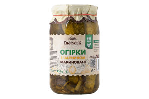 Огурцы маринованные с чесноком консервированные пастеризованные Dworek с/б 860г