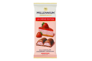 Шоколад молочний з кремовою начинкою зі смаком Полуничний чізкейк La creme edition Millennium м/у 100г