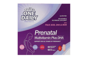 Добавка диетическая таблетки/капсулы мягкие Multivitamin plus DHA PreNatal Women's One daily 21st Century 120шт