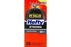 Hefty Strong Multipurpose Large Drawstring Trash Bags - 28 CT