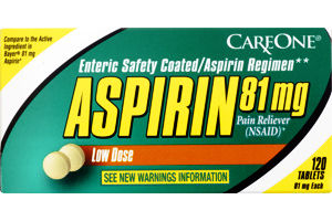 CareOne Aspirin 81 mg Low Dose Pain Reliever - 120 CT