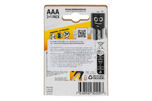 Батарейка AAA 1.5V LR03 Alkaline Power Energizer 4шт