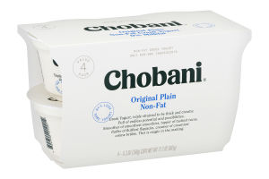 Chobani Greek Yogurt Plain Non-Fat - 4 PK