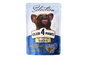 Корм консервированный полнорационный для взрослых собак малых пород Duck&Turkey Selection Premium Club 4 Paws д/п 85г