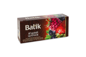 Чай чорний байховий купажований дрібний з полуницею, малиною та чорною смородиною Ягідний цілунок Batik к/у 25х1.5г