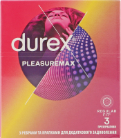 Презервативы латексные с ребрами и точками с силиконовой смазкой Pleasuremax Durex 3шт