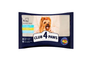 Корм консервований для дорослих собак З ягням + З кроликом + З лососем Premium Club 4 Paws м/у 4x0.085кг