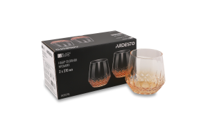 Склянка Black Mars Favola 370мл прозоро-золотиста скло низька 2шт Ardesтo