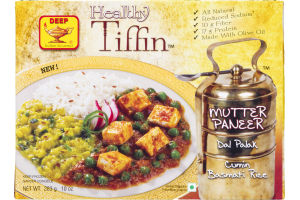 Deep Healthy Tiffin Mutter Paneer Dal Palak Cumin Basmati Rice