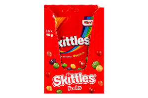 Драже жувальні у різнокольоровій цукровій оболонці Фрукти Skittles м/у 95г