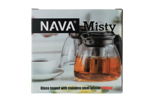 Чайник заварочный стеклянный с фильтром 1.1л №10-224-011 Misty Nava 1шт