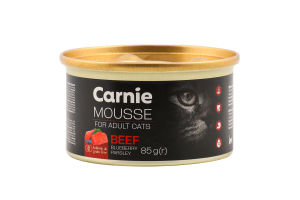 Корм д/дорослих котів Мус з яловичиною чорницею петрушкою та желе 85г ж/б Carnie