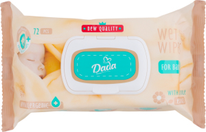 Серветки вологі дитячі з екстрактом ромашки 72шт з клапаном ДаДа