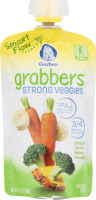 Gerber Grabbers Strong Veggies Squeezable Puree Pouch Broccoli Carrot Banana Pineapple