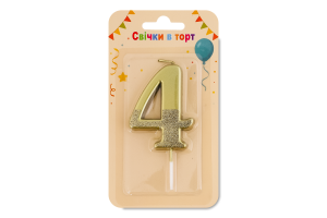 Свеча-цифра в торт 4 Металлик Festa (Guangzhou) Co. Ltd 1шт