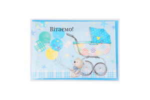 Листівка Happy.com POP-UP 3D Baby блакитна конвер