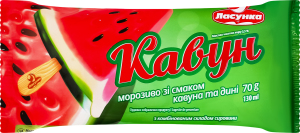Морозиво 5.5% з комбінованим складом сировини зі смаком кавуна та дині Ласунка м/у 70г