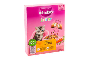 Корм сухой полнорационный для котят с курицей Junior Whiskas к/у 300г