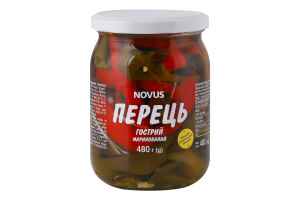 Перець гострий маринований пастеризований Novus с/б 480г