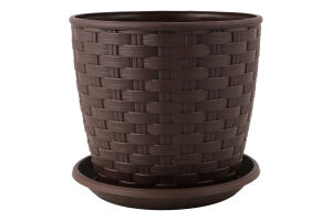 Горщик д/квітів Ротанг темно-коричневий з підставкою 12*11см арт114055 Алеана