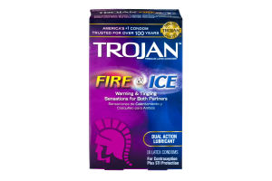 Trojan Dual Action Lubricant Latex Condoms Fire & Ice - 10 CT