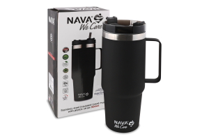 Термочашка 900мл темно-синя з ручкою Nava