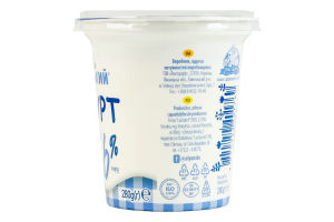 Йогурт 1.6% густой без добавления сахара Белый Селянський ст 280г