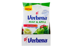 Цукерки м'які з вітамінами та м'ятно-яблучною начинкою Verbena м/у 60г