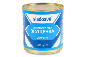Продукт пищевой сгущенный 8% с молоком Sladosvit ж/б 370г