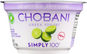 Chobani Simply 100 Non-Fat Greek Yogurt Key Lime Blended
