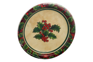 Smart Living Holiday Plates Boughs Of Holly - 8 CT