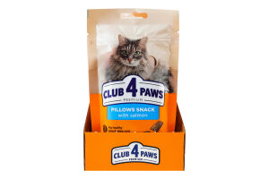 Корм додатковий для дорослих котів з лососем Подушечки Преміум Club 4 Paws д/п 60г