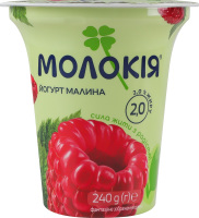 Йогурт 2% з наповнювачем фруктовим пастеризованим Малина Молокія ст 240г