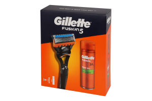 Набір Gillette Fusion5 брит 1к+гель д/гол чутл 200