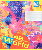 Зошит Фемілі Лайн клітинка неон покриття мокрий шовк 48аркушів Тетрада