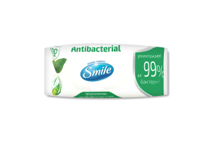 Салфетки влажные с соком подорожника Antibacterial Smile 100шт