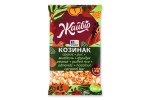 Козинак с облепиховым маслом Арахис + рис + миндаль + фундук Жайвір м/у 100г
