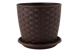 Горщик д/квітів Ротанг темно-коричневий з підставкою 12*11см арт114055 Алеана