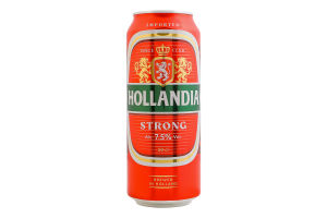 Пиво 0.5л 7.5% світле фільтроване пастеризоване Strong Hollandia з/б