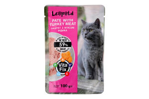 Корм консервований для котів Паштет з м'ясом індика Leopold д/п 100г