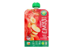 Пюре фруктове "Смузі яблуко-банан-полуниця" гомогенізоване, стерилізоване 190 г