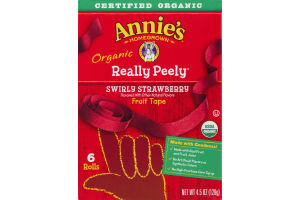 Annie's Homegrown Organic Really Peely Fruit Tape Swirly Strawberry - 6 CT