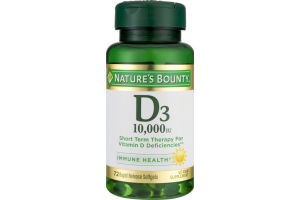 Nature's Bounty D3-10,000IU Vitamin Supplement Softgels - 72 CT