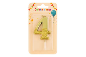 Свеча-цифра в торт 4 Металлик Festa (Guangzhou) Co. Ltd 1шт