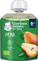 Пюре фруктове для дітей від 6міс Груша Organic Gerber д/п 80г