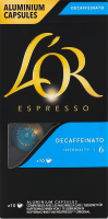 Кофе натуральный молотый жареный в капсулах Decaffeinato Espresso L’OR к/у 52г