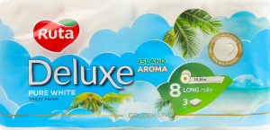 Папір туалетний 3-х шаровий 160 листів Island aroma Pure white Deluxe Golden line Ruta 8шт